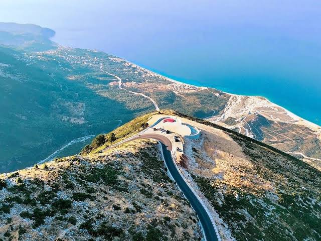 The coast road descending from Llogara Pass