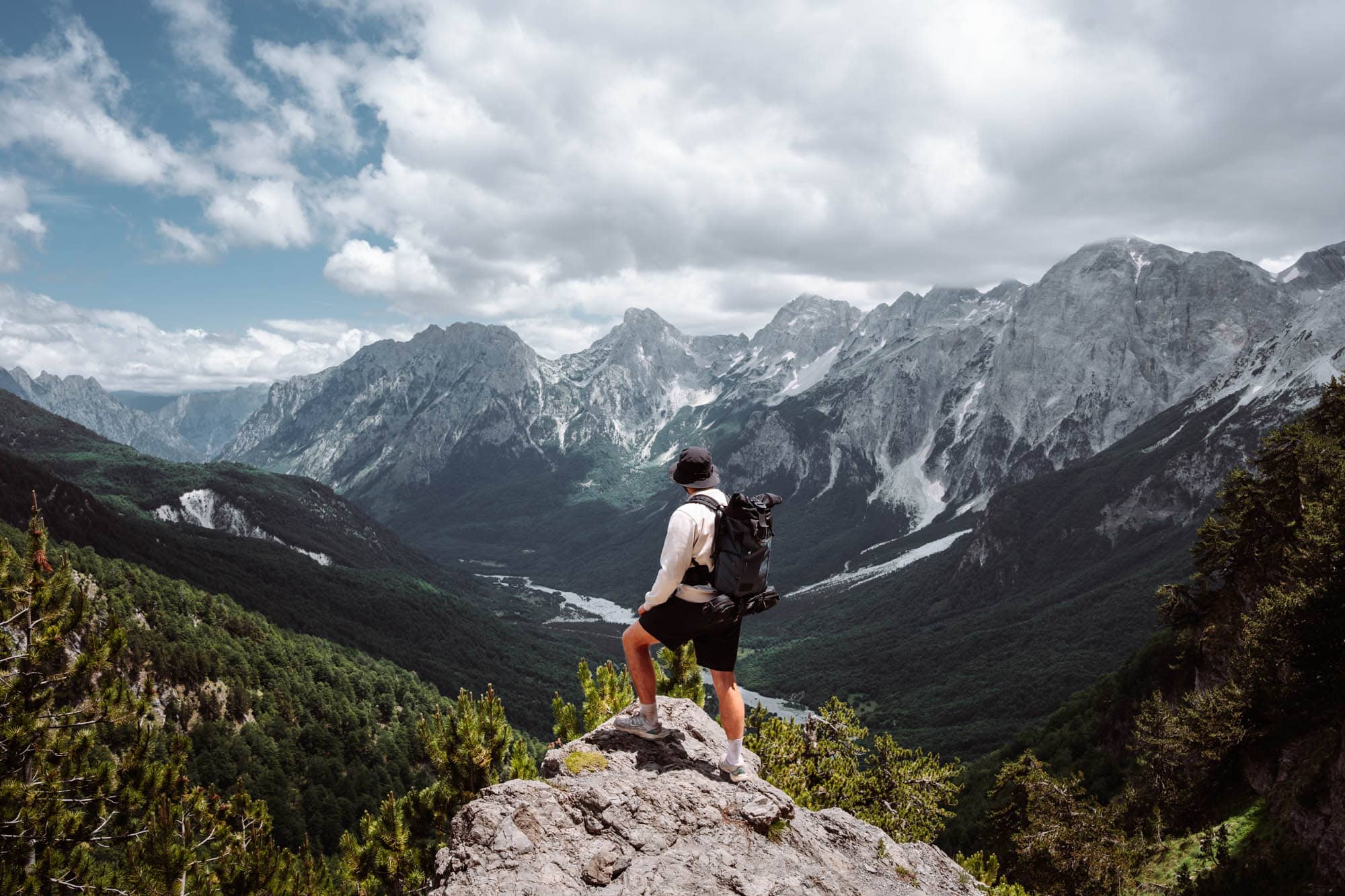The trail climbing toward Valbonë Pass